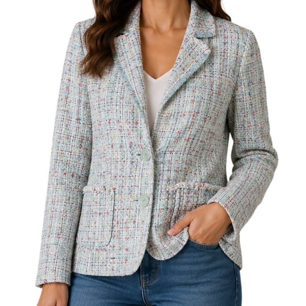 Tribal Light Multi Color Tweed Blazer Jacket Women's 10